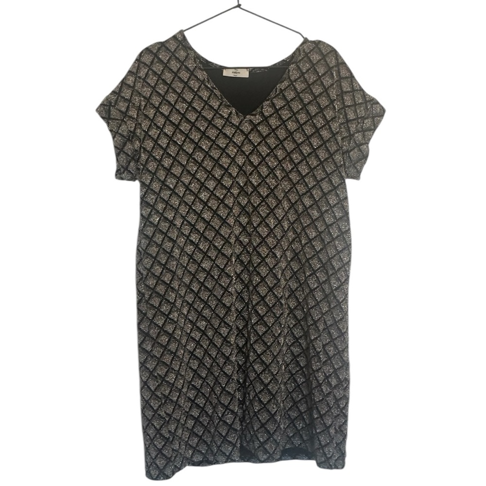 Entro Black and Gold Geometric Dress